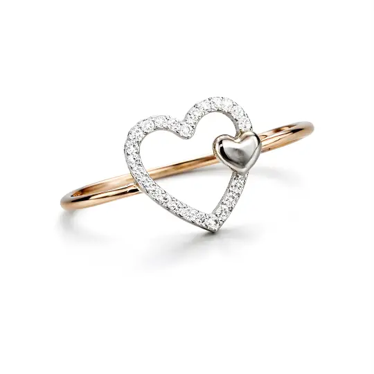 Diamond Heart Gold Ring