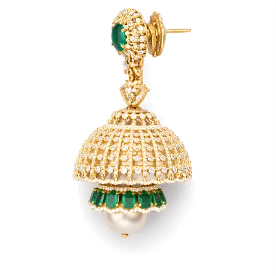 Emerald Diamond Jhumka Earrings
