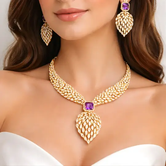 Purple Stone Diamond Set