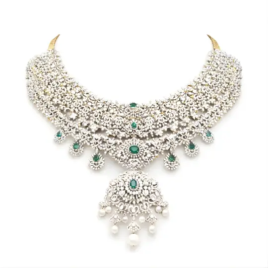 Emerald Diamond Bridal Necklace