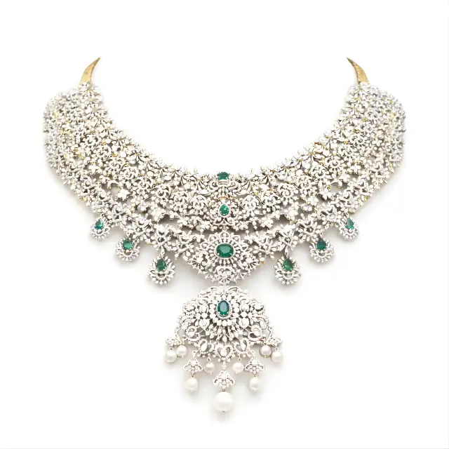 Emerald Diamond Bridal Necklace