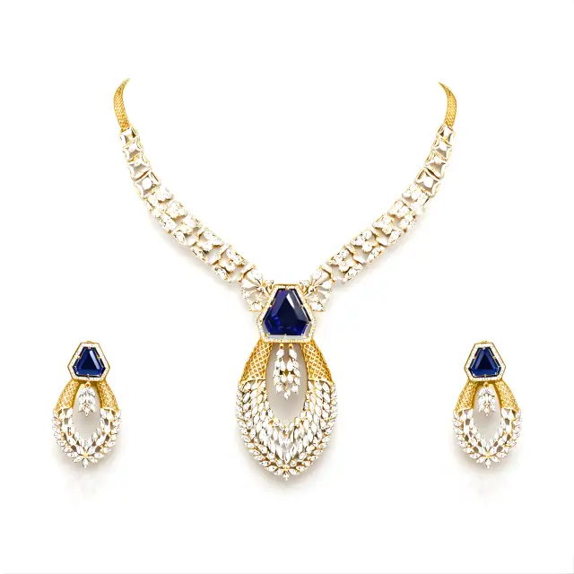 Blue Stone Diamond Set